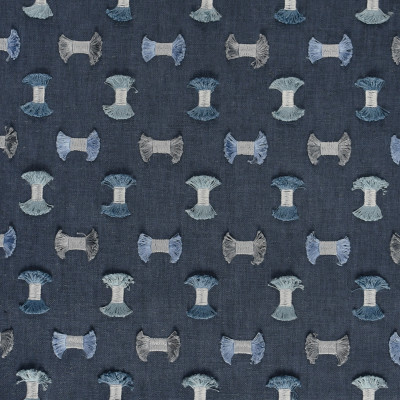 S3046 Seaside Fabric: S41, ANNA ELISABETH, NFPA 260, NFPA260, WINDOW, FIL COUPE, EMBROIDERY, CONTEMPORARY, BLUE, BLUE EMBROIDERY, CONTEMPORARY EMBROIDERY