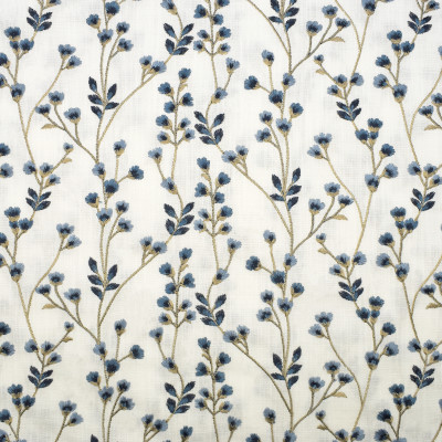 S3141 Bluebell Fabric: M03, FLORAL, FOLIAGE, EMBROIDERY, WINDOW, BLUE, BLUEBELL