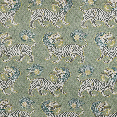 S3194 Bonsai Fabric: M03, ANIMAL, NOVELTY, WOVEN, GREEN, DRAGON, BONSAI
