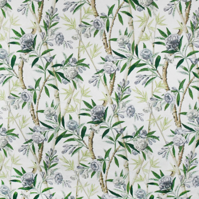 S3197 White Tea Fabric: M03, FLORAL, FOLIAGE, PRINT, GRAY, GREY, GREEN, COTTON, 100% COTTON, COTTON PRINT