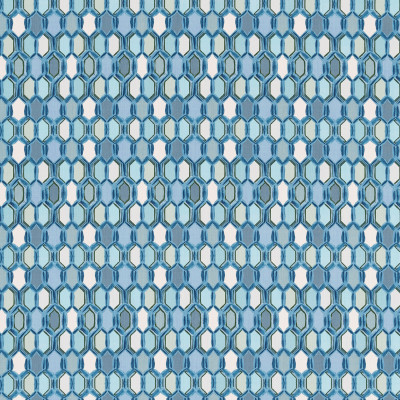 S3401 Blu Fabric: M04, ANNA ELISABETH, GEOMETRIC, CONTEMPORARY, PRINT, BLUE, GREEN, STAINED GLASS, TILE