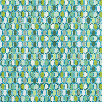 S3408 Peridot Fabric: M04, ANNA ELISABETH, GEOMETRIC, CONTEMPORARY, PRINT, TEAL, GREEN, STAINED GLASS, TILE, PERIDOT