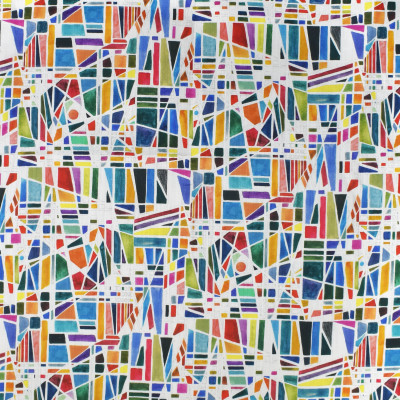 S3440 Radiant Fabric: M04, ANNA ELISABETH, GEOMETRIC, CONTEMPORARY, PRINT, BLUE, RED, GREEN, MULTI, TILE, KALEIDOSCOPE