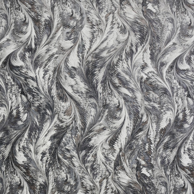 S3603 Charcoal Fabric: M05, CONTEMPORARY, PEACOCK, FEATHERS, PRINT, CHENILLE, GRAY, GREY, CHARCOAL
