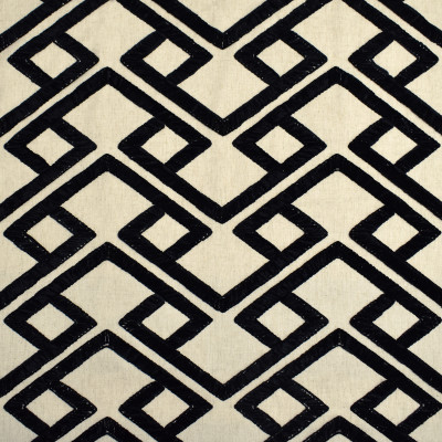 S3856 Onyx Fabric: S51, GEOMETRIC, EMBROIDERY, CHENILLE, BLACK, ONYX
