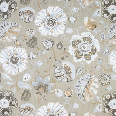 S3915 Sand Fabric: S52, FLORAL, PRINT, NEUTRAL, GRAY, GREY, SAND