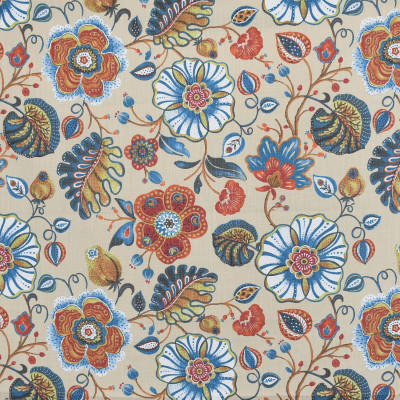 S3972 Chili Fabric: S53, FLORAL, PRINT, RED, TEAL, CHILI