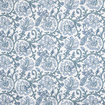 S3998 Spa Fabric: S54, FLORAL, ANIMAL, BIRD, PRINT, BLUE, SPA