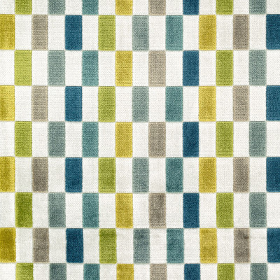 S4140 Seaspray Fabric: M07, MULTICOLORED, CITRON, BLUE, GRAY, GREY, VELVET, CHECKERED, GEOMETRIC, GREEN