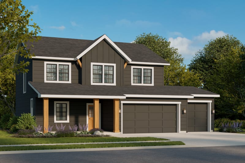 Juniper 3 Car Farmhouse B Elevation