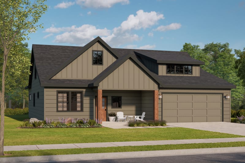 Lilac 2 Car Garage Farmhouse B Elevation