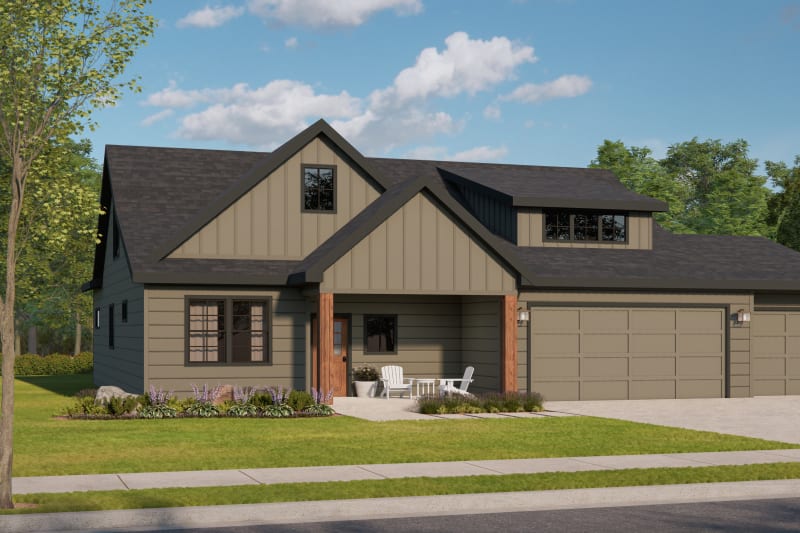 Lilac 3 Car Garage Farmhouse B Elevation