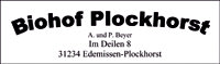 Firmenlogo von Biohof Plockhorst GbR