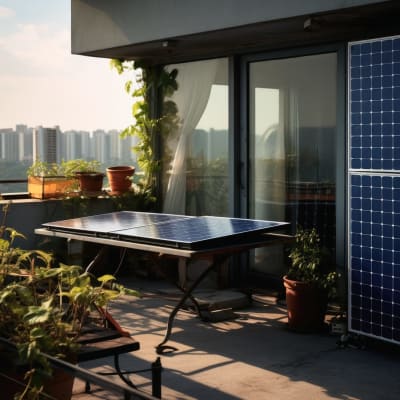 Eine Solaranlage auf einem Balkon