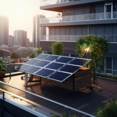 Eine Solaranlage auf einem Balkon