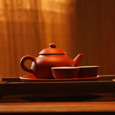 Nahaufnahme einer traditionellen chinesischen Teekanne