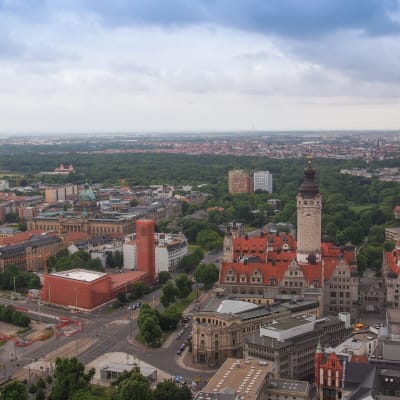 Luftaufnahme der Stadt Leipzig in Deutschland