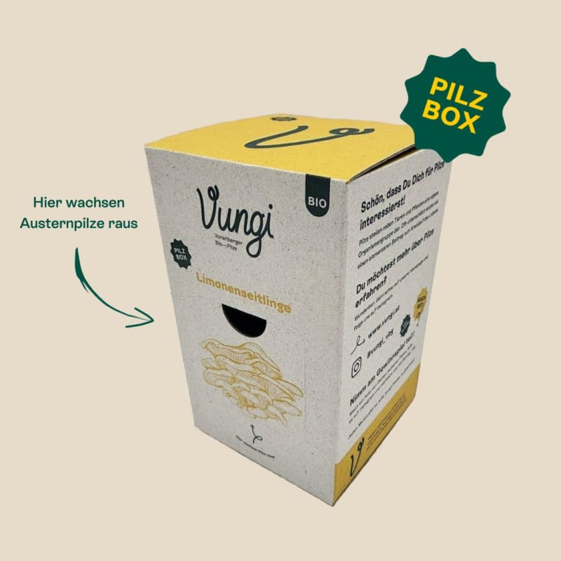 Bio-Pilzbox zur Anzucht von Limonenseitlingen | © vungi.at