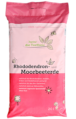 Ingrina - Torffreie Rhododendron- und Moorbeeterde 20 Liter — torffreie Erde für Rhododendron, Azaleen und Heidelbeeren | © Die Torffrau - Ingrina