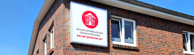 Außenschild von Bauart:Naturbaustoffe Südholstein am Standort Pinneberger Chaussee in Moorrege | © Bauart:Naturbaustoffe Südholstein