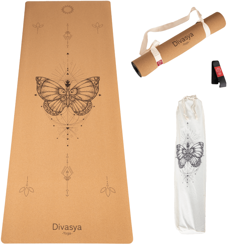 Yogamatten aus Kork Schmetterling Design | © Divasya