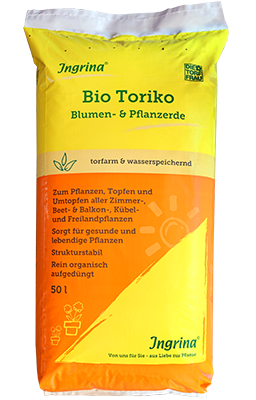 Ingrina - Bio Toriko Blumen- & Pflanzenerde 50 Liter — torfreduzierte Universalerde für Beet, Balkon und Kübel | © Die Torffrau - Ingrina