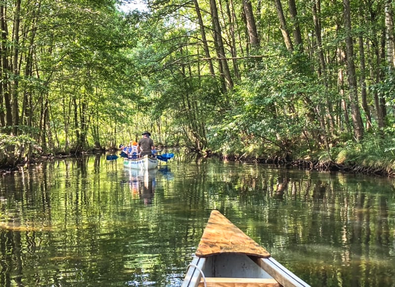 Flussfahrt mit dem Kanu auf Natur-Kanälen