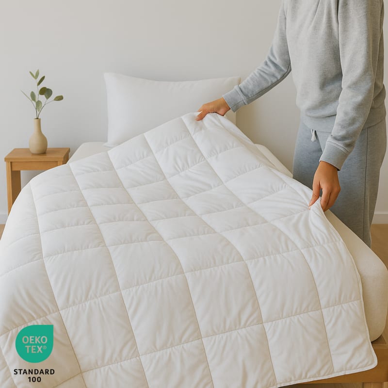 Eine Bio-Bettdecke aus Schafschurwolle von Wool-Line | © Wool-Line
