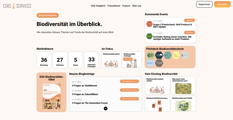 Der Biodiversitätshub für Unternehmen | © ESRS Services