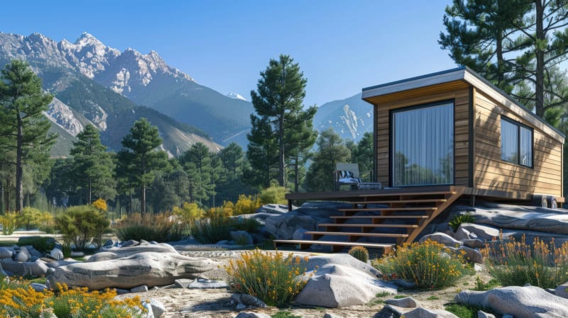 winziges Haus in einer Bergregion