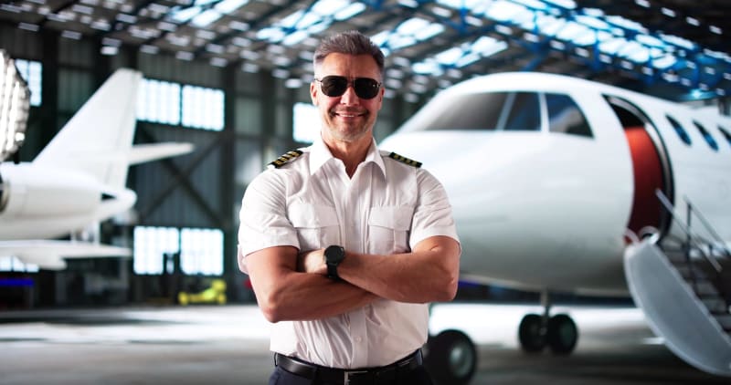 Privatjet Pilot in Uniform null