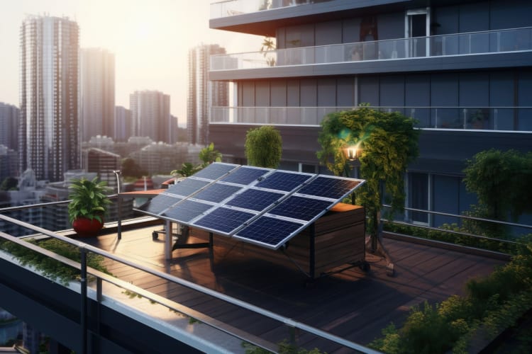 Eine Solaranlage auf einem Balkon null