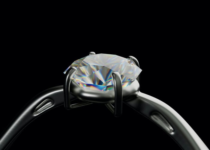 Einen Diamanten Ring vor schwarzem Hintergrund  null