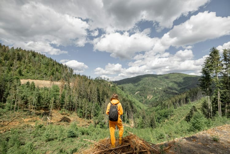 Mit dem Rucksack in der Natur unterwegs