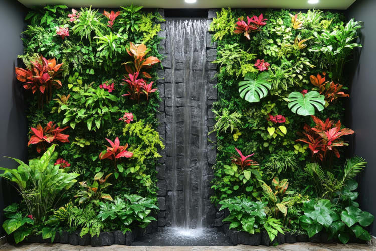 Vertikaler Indoor-Garten mit Wasserfallfunktion