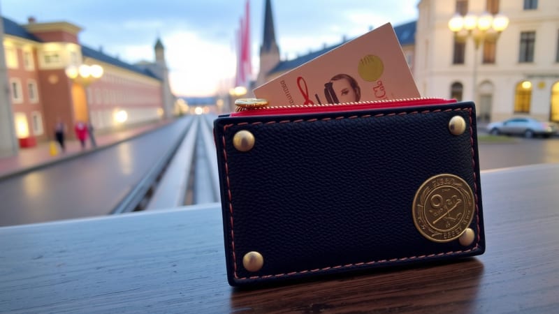 Hochwertiges Portemonnaie aus Leder mit goldenen Elementen null