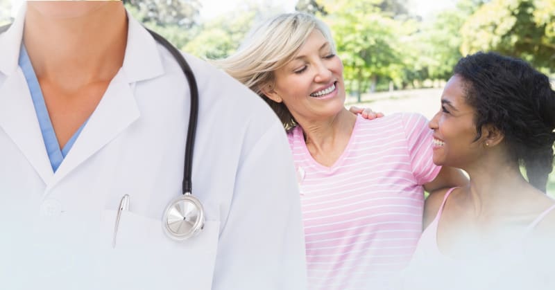 Digitale Fotomontage von Arzt und Patientin