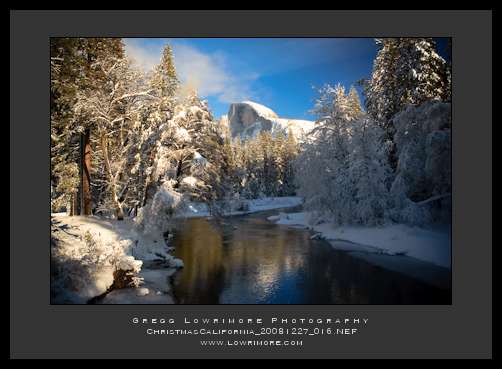 Merced River Bridge - Half Dome The view of Half Dome, from the Merced River Bridge.