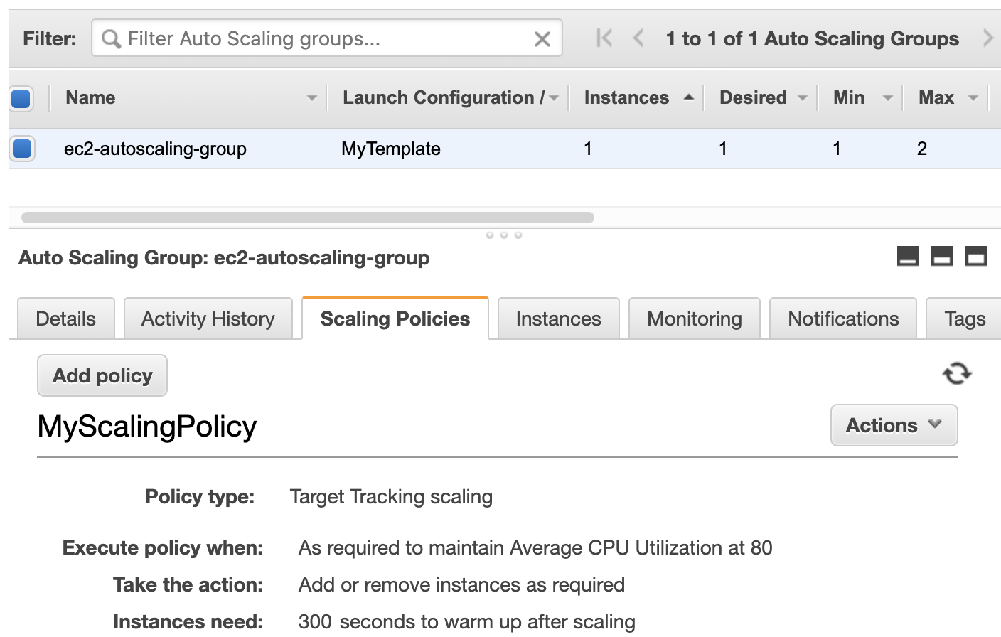 An autoscaling group in Amazon EC2