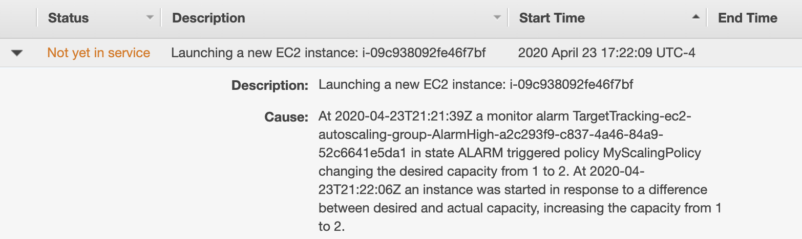 An Amazon EC2 autoscaling group launching a new instance