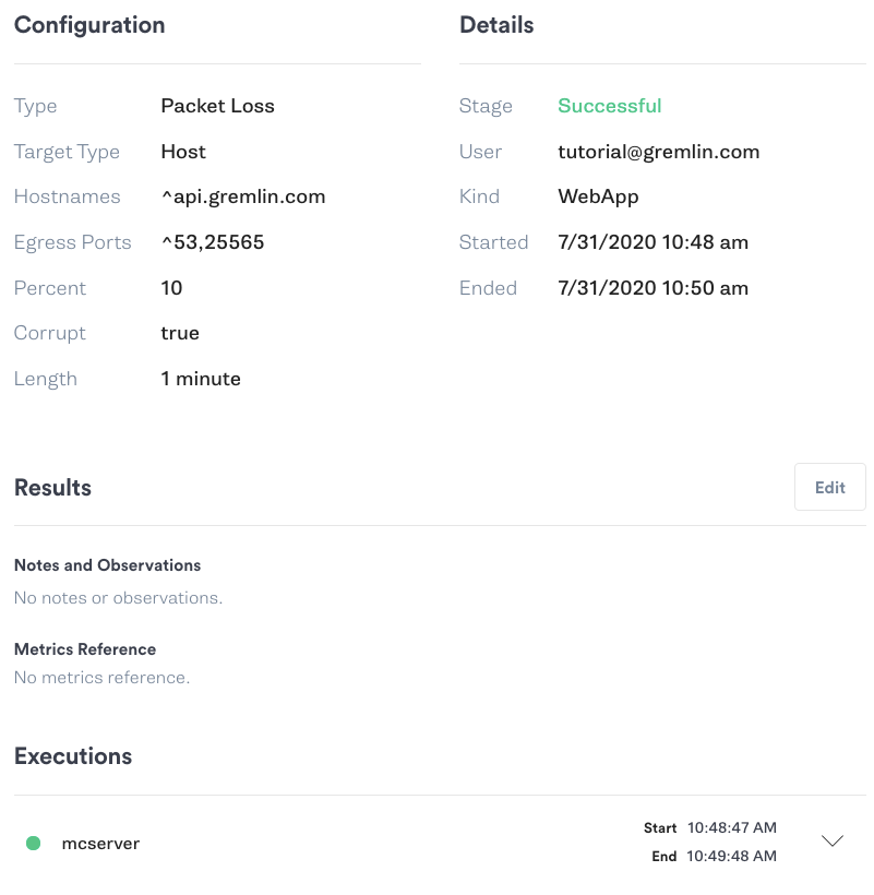 Gremlin packet loss attack details