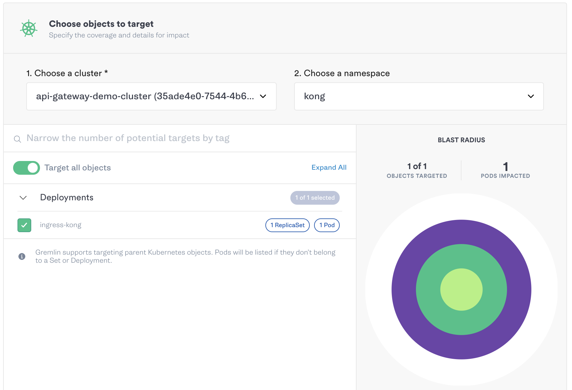 Targeting a Kong pod in Kubernetes