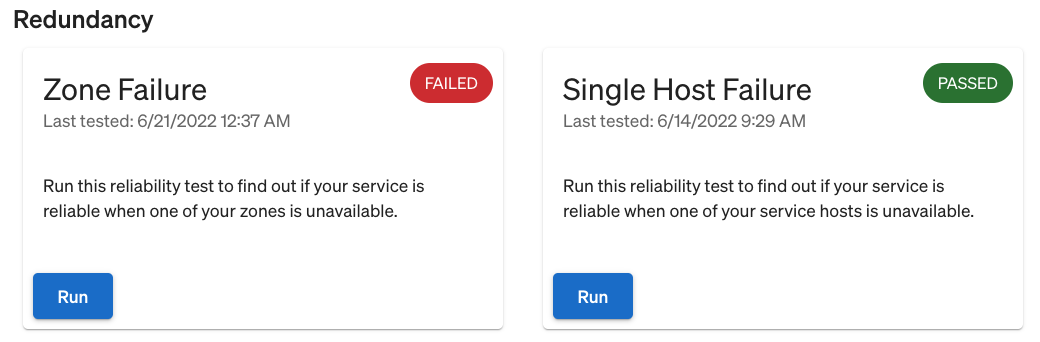 Redundancy reliability tests