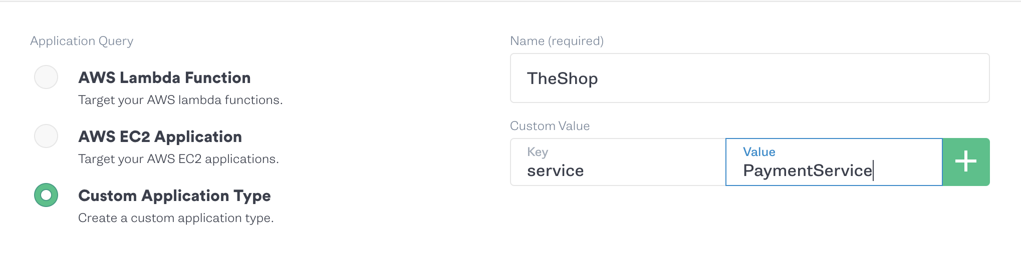 Custom Application Type Single Service