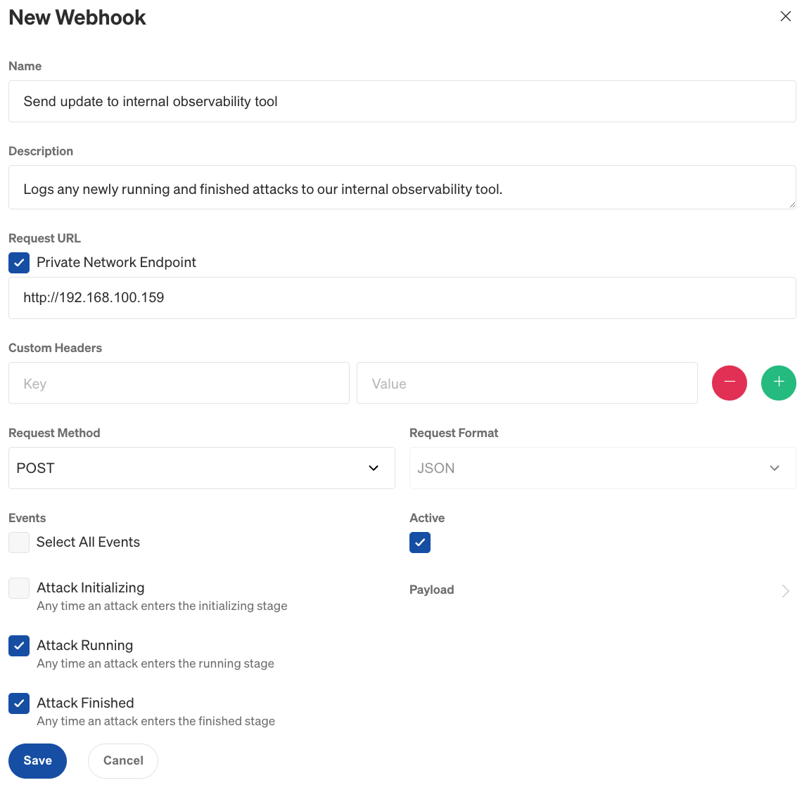 Creating a private network Webhook