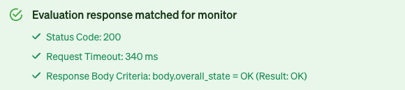 Successful health check evaluation