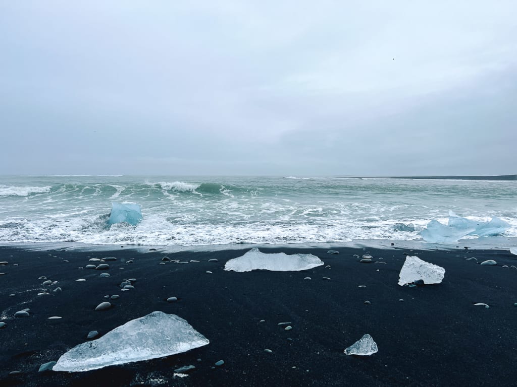 Islandija potopis Diamond Beach