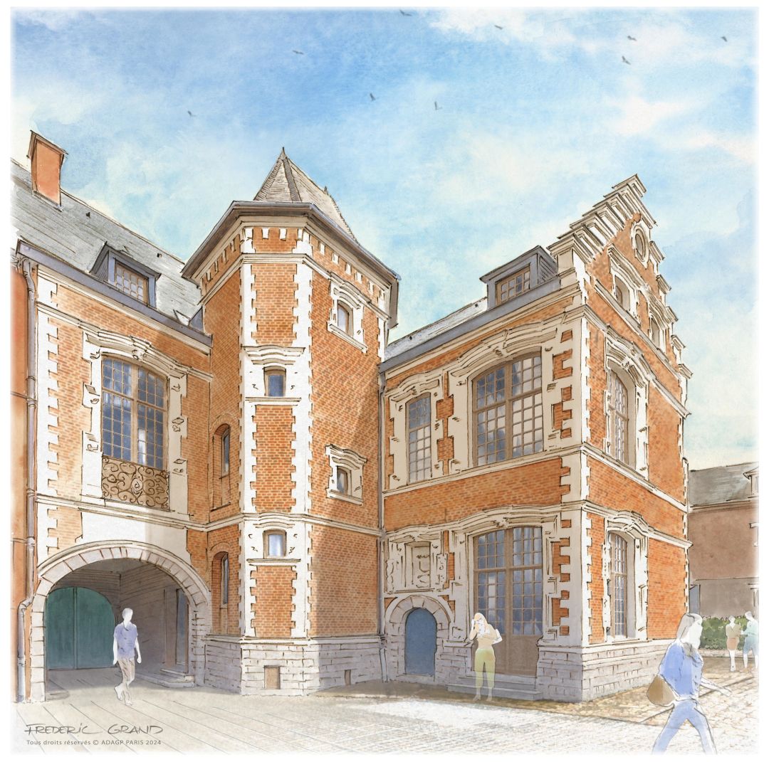 Aquarelle façade côté cour