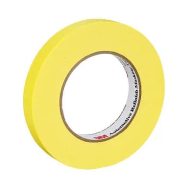 3M 06652 3/4 '' Automotive Refinish Masking Tape - Yellow 1 Sleeve/12 Rolls