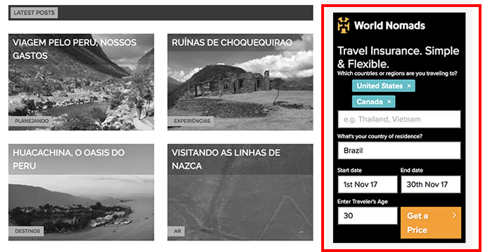 Banner do Seguro viagem World Nomads Banner do Seguro viagem World Nomads